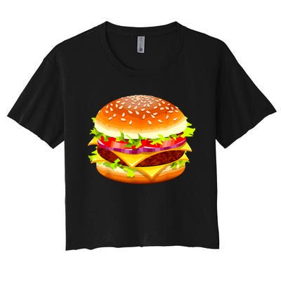 Cheeseburger Hamburger Burger Funny Food Halloween Costume Women's Crop Top Tee