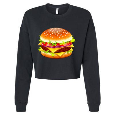 Cheeseburger Hamburger Burger Funny Food Halloween Costume Cropped Pullover Crew