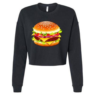 Cheeseburger Hamburger Burger Funny Food Halloween Costume Cropped Pullover Crew