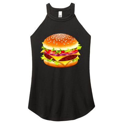 Cheeseburger Hamburger Burger Funny Food Halloween Costume Women’s Perfect Tri Rocker Tank