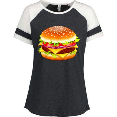 Cheeseburger Hamburger Burger Funny Food Halloween Costume Enza Ladies Jersey Colorblock Tee