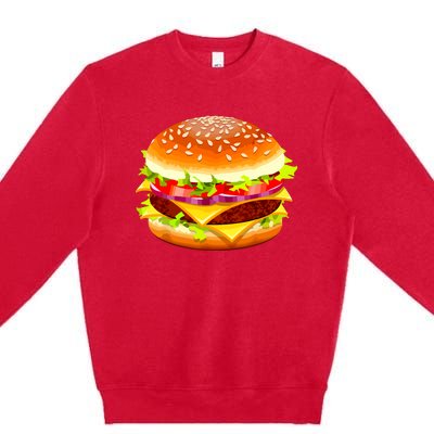 Cheeseburger Hamburger Burger Funny Food Halloween Costume Premium Crewneck Sweatshirt