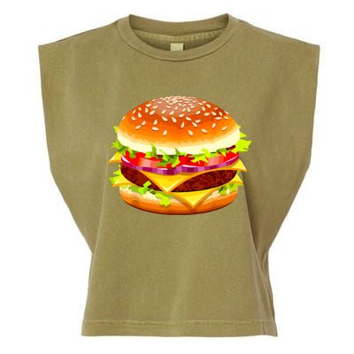 Cheeseburger Hamburger Burger Funny Food Halloween Costume Garment-Dyed Women's Muscle Tee