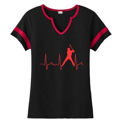 Cool Heartbeat Baseball Gift Ladies Halftime Notch Neck Tee