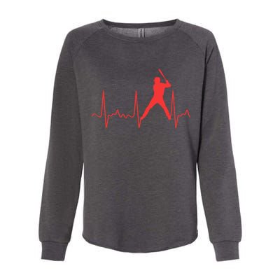 Cool Heartbeat Baseball Gift Womens California Wash Sweatshirt