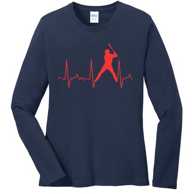 Cool Heartbeat Baseball Gift Ladies Long Sleeve Shirt