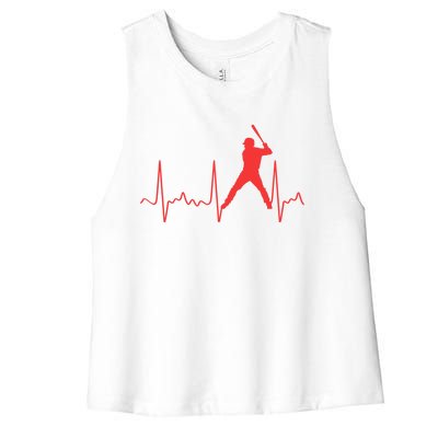 Cool Heartbeat Baseball Gift Women's Racerback Cropped Tank