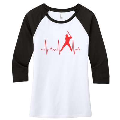 Cool Heartbeat Baseball Gift Women's Tri-Blend 3/4-Sleeve Raglan Shirt