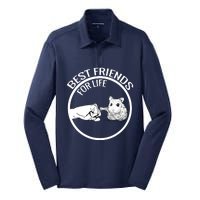 Cute Hamster Best Friends For Life Gift Silk Touch Performance Long Sleeve Polo