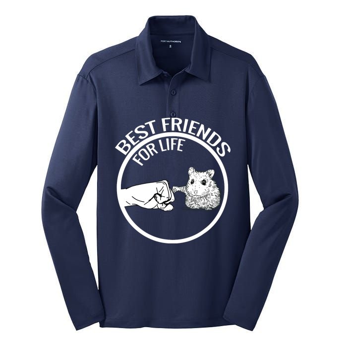 Cute Hamster Best Friends For Life Gift Silk Touch Performance Long Sleeve Polo