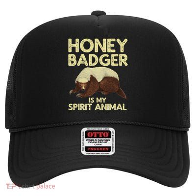 Cool Honey Badger For Women Spirit Animal Lover High Crown Mesh Back Trucker Hat