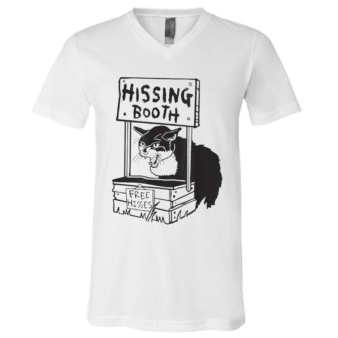 Cat Hissing Booth Free Hisses V-Neck T-Shirt