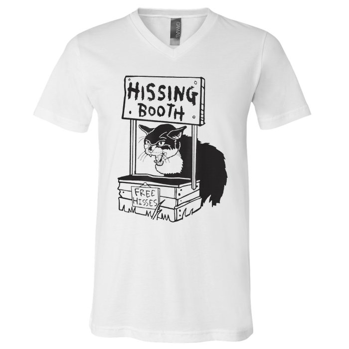 Cat Hissing Booth Free Hisses V-Neck T-Shirt