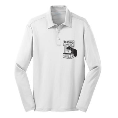 Cat Hissing Booth Free Hisses Silk Touch Performance Long Sleeve Polo