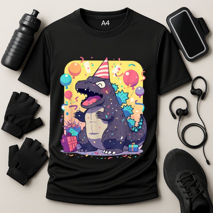 Cute Happy Birthday Japanese Kaiju Monster Epic Party Cooling Performance Crew T-Shirt