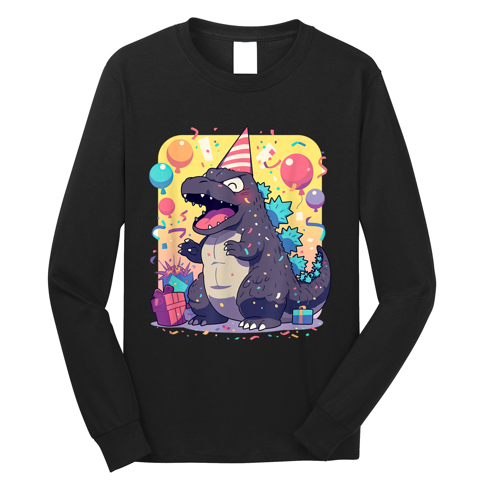 Cute Happy Birthday Japanese Kaiju Monster Epic Party Long Sleeve Shirt