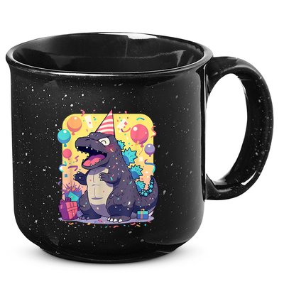 Cute Happy Birthday Japanese Kaiju Monster Epic Party 15oz Campfire Ceramic Mug