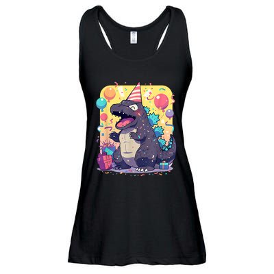 Cute Happy Birthday Japanese Kaiju Monster Epic Party Ladies Essential Flowy Tank