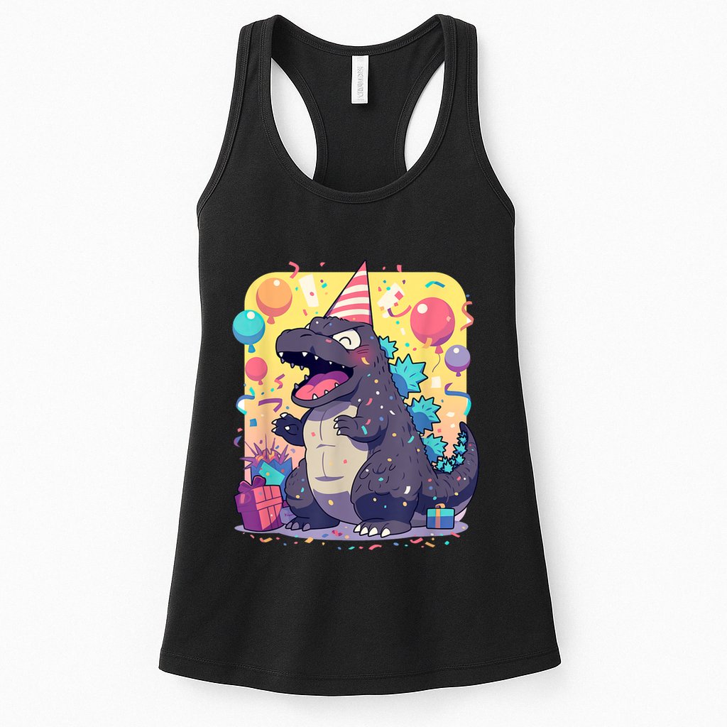 Cute Happy Birthday Japanese Kaiju Monster Epic Party Womens Tank Top