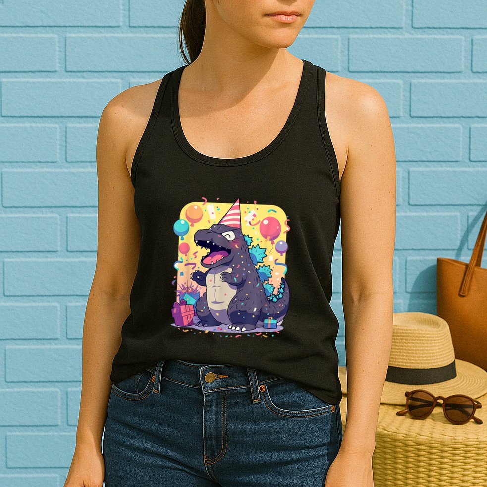 Cute Happy Birthday Japanese Kaiju Monster Epic Party Womens Tank Top