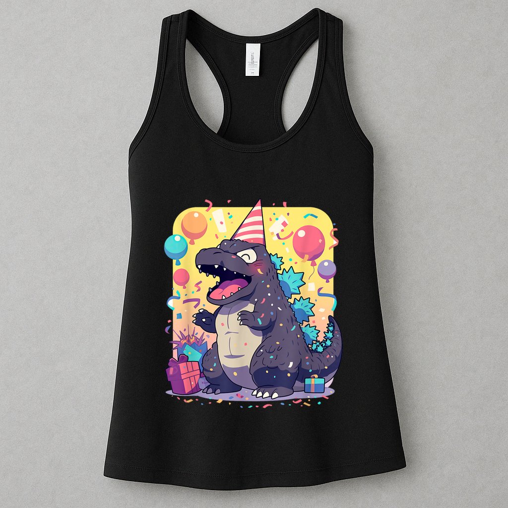 Cute Happy Birthday Japanese Kaiju Monster Epic Party Womens Tank Top
