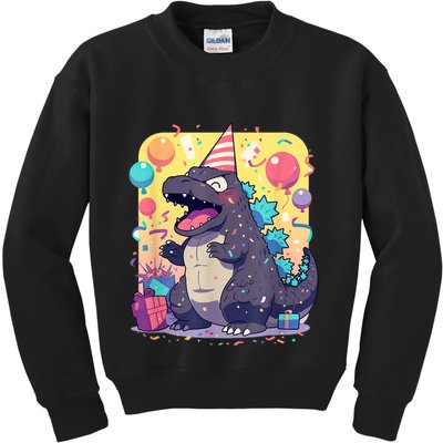 Cute Happy Birthday Japanese Kaiju Monster Epic Party Kids Sweatshirt