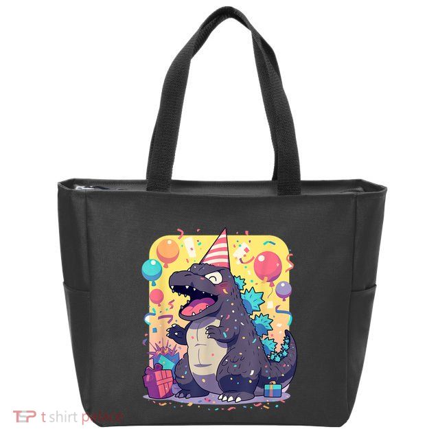 Cute Happy Birthday Japanese Kaiju Monster Epic Party Zip Tote Bag