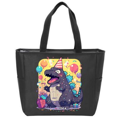 Cute Happy Birthday Japanese Kaiju Monster Epic Party Zip Tote Bag