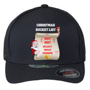 Christmas Hint Bucket List Holiday Funny Great Gift Flexfit Unipanel Trucker Cap