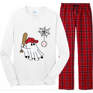 Cute Halloween Baseball Ghost Game Day Baseball Lover Long Sleeve Pajama Set