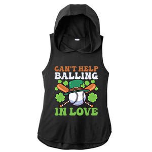 CanT Help Balling In Love Design St Patricks Baseball Gift Ladies PosiCharge Tri-Blend Wicking Draft Hoodie Tank