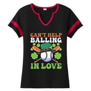 CanT Help Balling In Love Design St Patricks Baseball Gift Ladies Halftime Notch Neck Tee