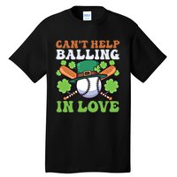 CanT Help Balling In Love Design St Patricks Baseball Gift Tall T-Shirt