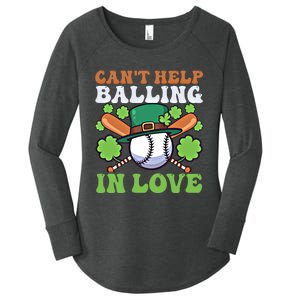 CanT Help Balling In Love Design St Patricks Baseball Gift Women's Perfect Tri Tunic Long Sleeve Shirt