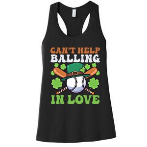 CanT Help Balling In Love Design St Patricks Baseball Gift Women's Racerback Tank