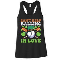 CanT Help Balling In Love Design St Patricks Baseball Gift Women's Racerback Tank