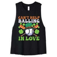 CanT Help Balling In Love Design St Patricks Baseball Gift Women's Racerback Cropped Tank