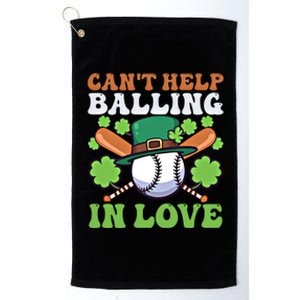 CanT Help Balling In Love Design St Patricks Baseball Gift Platinum Collection Golf Towel