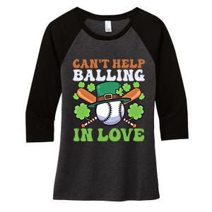 CanT Help Balling In Love Design St Patricks Baseball Gift Women's Tri-Blend 3/4-Sleeve Raglan Shirt