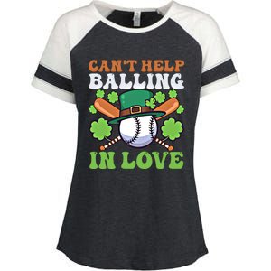 CanT Help Balling In Love Design St Patricks Baseball Gift Enza Ladies Jersey Colorblock Tee