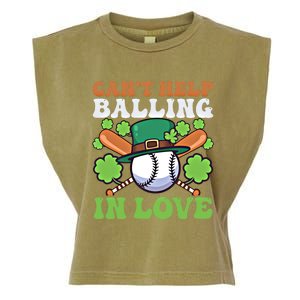 CanT Help Balling In Love Design St Patricks Baseball Gift Garment-Dyed Women's Muscle Tee