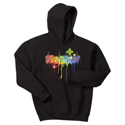 Colorful Heartbeat Blood Phlebotomy Blood Donor Kids Hoodie