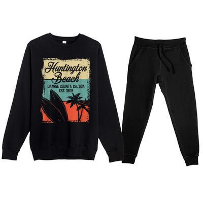 Cool Huntington Beach Surfing Competitions Premium Crewneck Sweatsuit Set