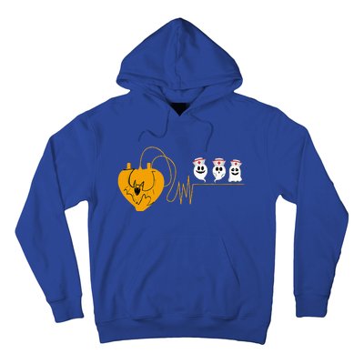 Cute Halloween Bat Heartbeat Ghost Nurse Team Costume Hoodie