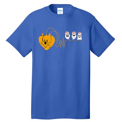 Cute Halloween Bat Heartbeat Ghost Nurse Team Costume Tall T-Shirt