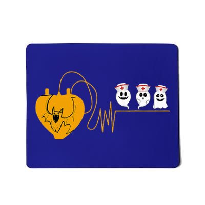 Cute Halloween Bat Heartbeat Ghost Nurse Team Costume Mousepad