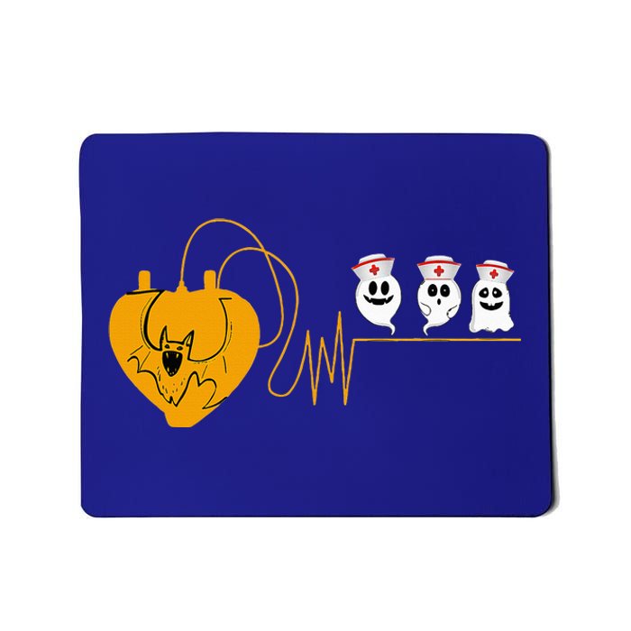 Cute Halloween Bat Heartbeat Ghost Nurse Team Costume Mousepad