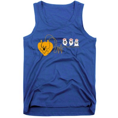 Cute Halloween Bat Heartbeat Ghost Nurse Team Costume Tank Top