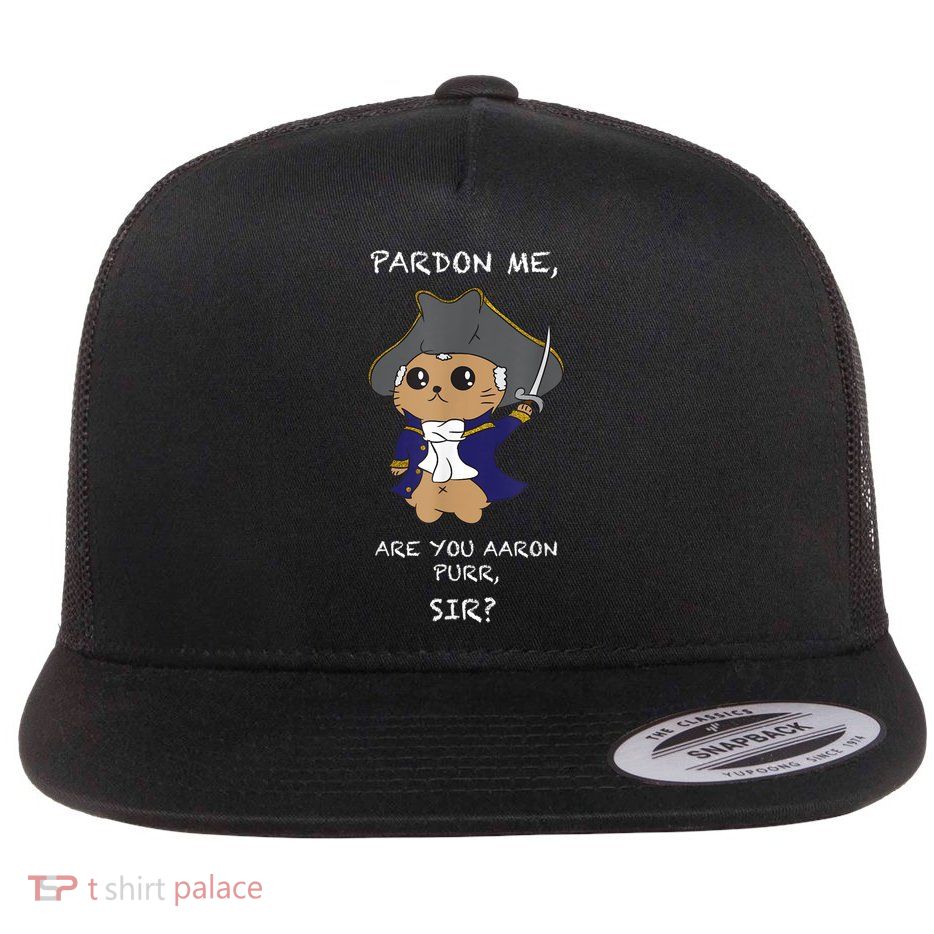 Cute Hamilton Cat Flat Bill Trucker Hat