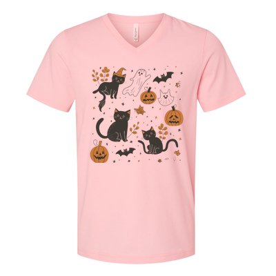 Cat Hallowen V-Neck T-Shirt